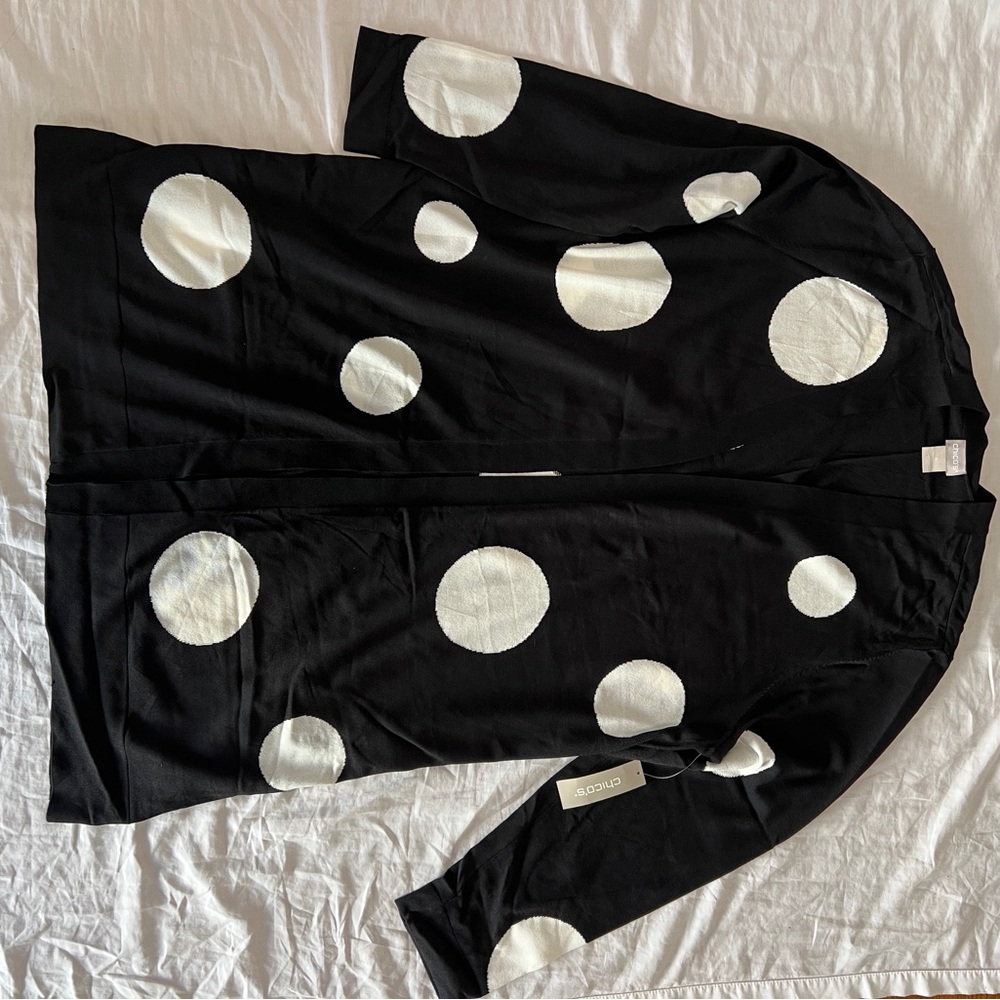Chico's Black and White Polka Dot Cardigan